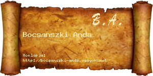 Bocsanszki Anda névjegykártya